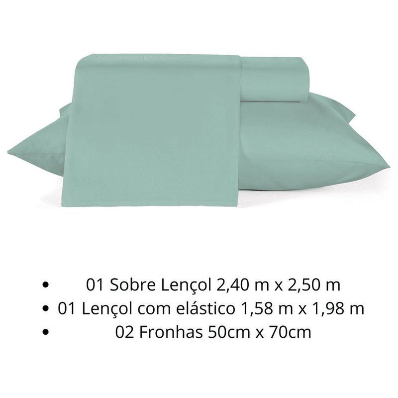 jogo roupa de cama teka queen 4 peças diamante verde 100% algodão 240x250cm (mp)