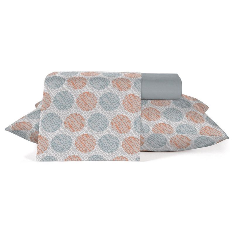 jogo roupa de cama casal estampado teka 4 peças crystal bolhas 100% algodão 200x220cm (mp)