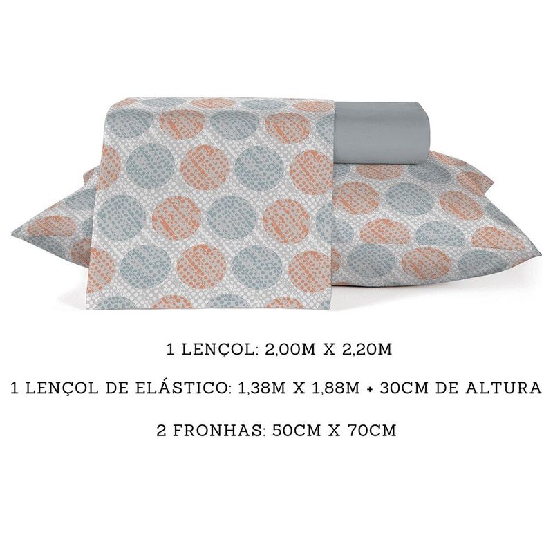 jogo roupa de cama casal estampado teka 4 peças crystal bolhas 100% algodão 200x220cm (mp)