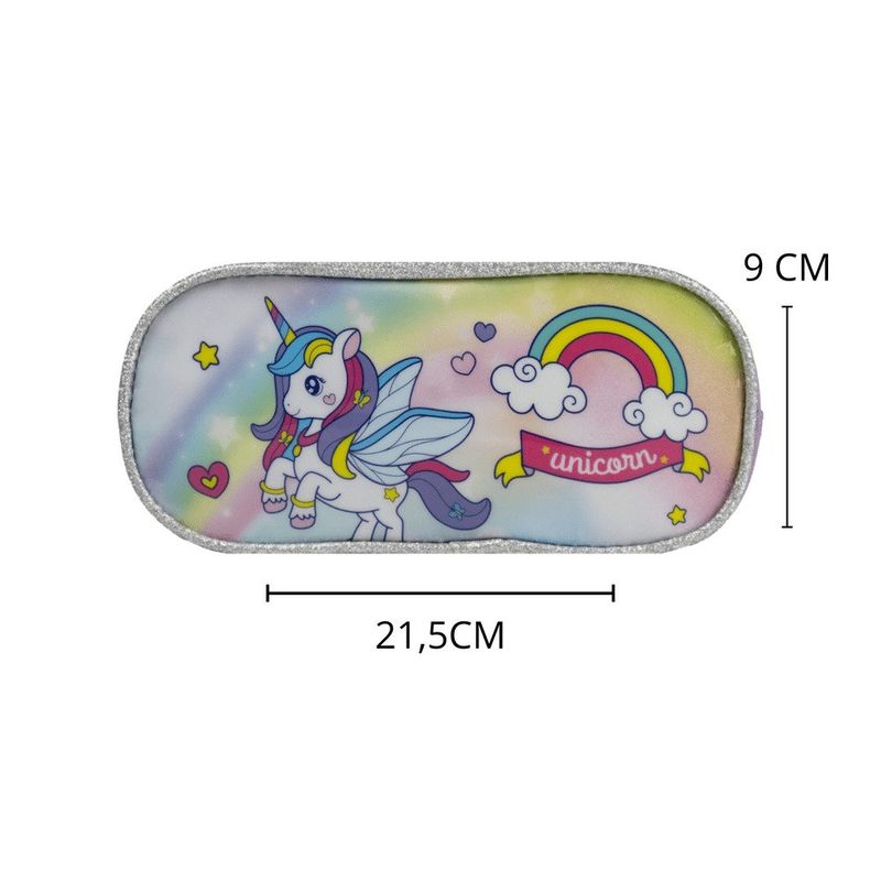 estojo infantil feminino unicorn 21x9cm lilás es41372 (mp)