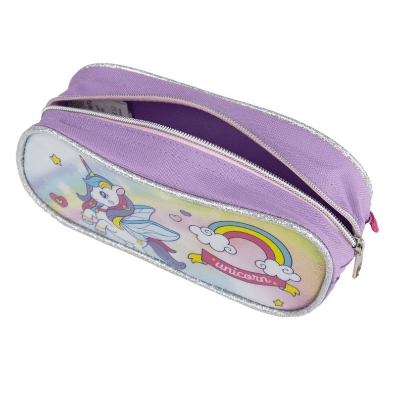 estojo infantil feminino unicorn 21x9cm lilás es41372 (mp)