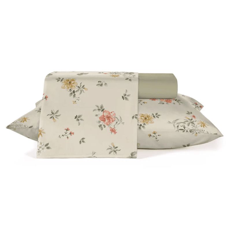 jogo de cama casal teka 4 peças estampado diamante beira mar 100% algodão 220x250cm (mp)