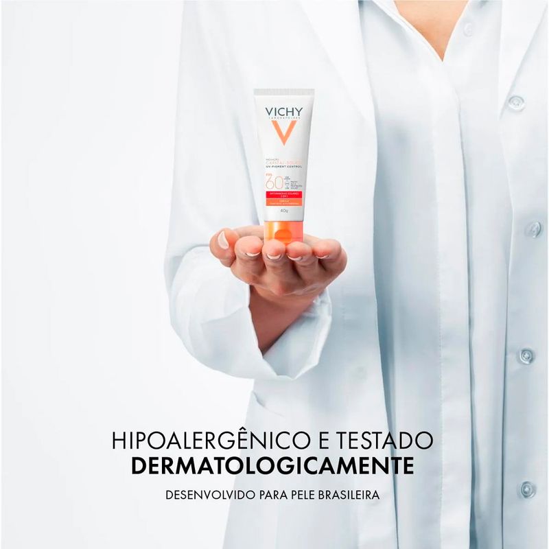 protetor solar facial vichy capital soleil uv-pigment control fps 60 cor 4.0 40g