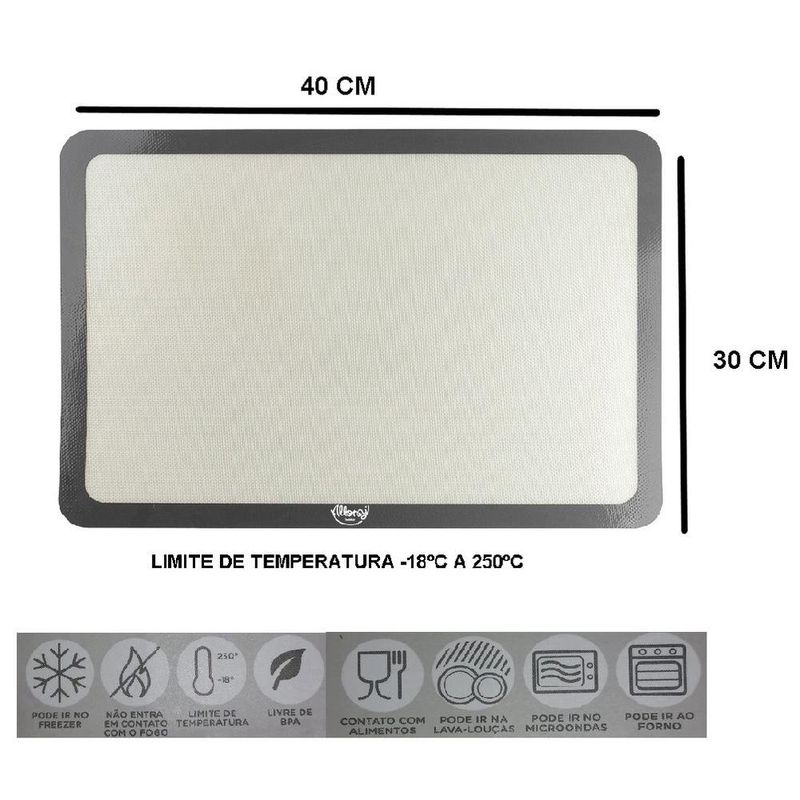 tapete de silicone retangular com fibra de vidro branco e cinza allonsy cromus 30x40cm (mp)