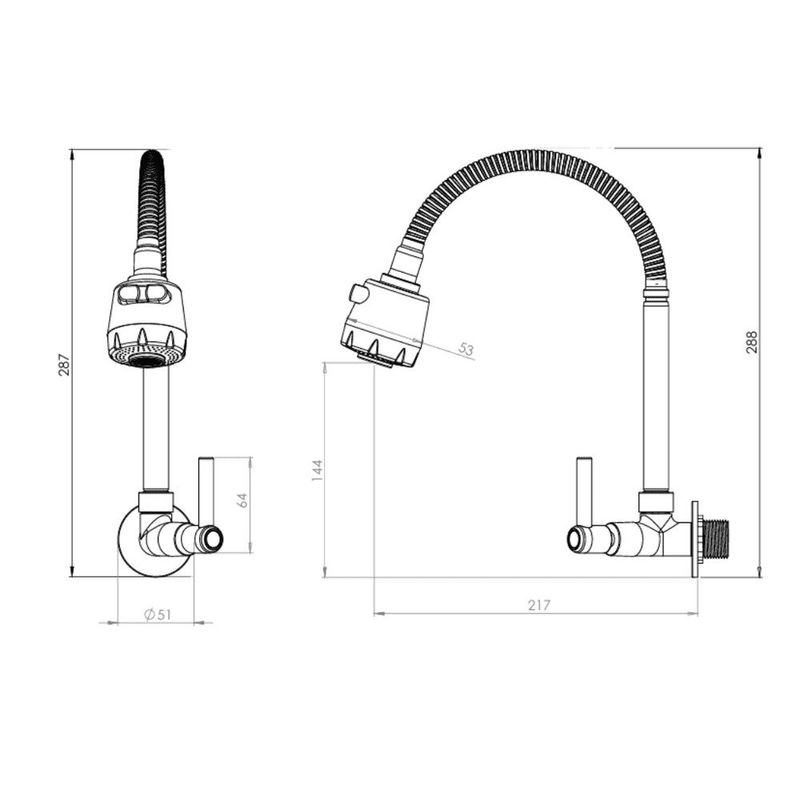 torneira de parede marchezan para cozinha gourmet dupla função 9464-c80 (mp)