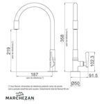 torneira de bancada marchezan para cozinha light 42cm 297907-c31 preto (mp)