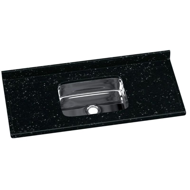 pia mármore aj rorato sintético granitada com cuba em inox 120x55cm roralit preto (mp)