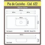 pia mármore aj rorato sintético granitada com cuba em inox 120x55cm roralit preto (mp)