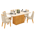 sala de jantar 7 peças dj móveis canes cedro/off white cdo/ow