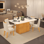 sala de jantar 7 peças dj móveis canes cedro/off white cdo/ow