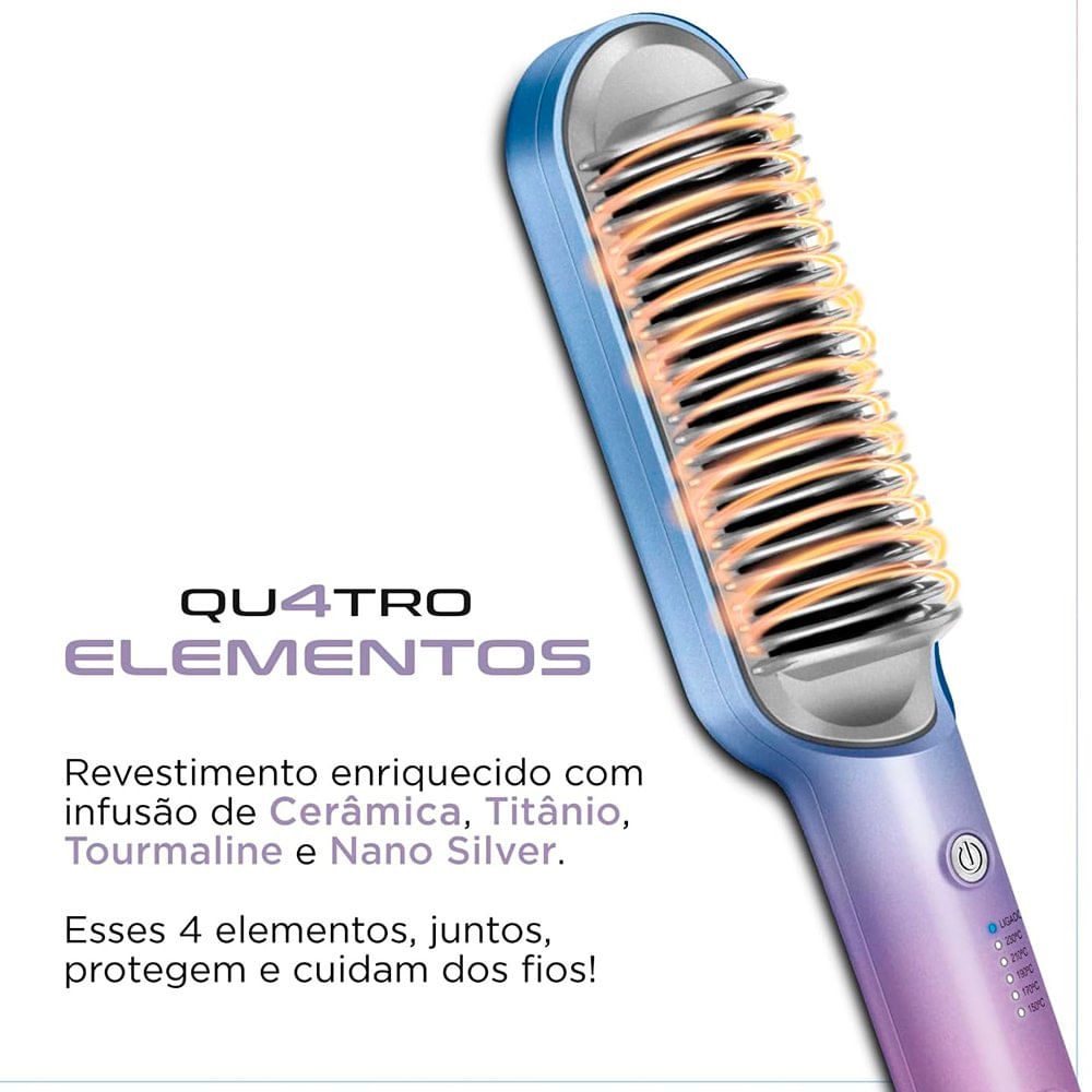 Escova Alisadora Mondial Juliette 36w Rosa e Azul