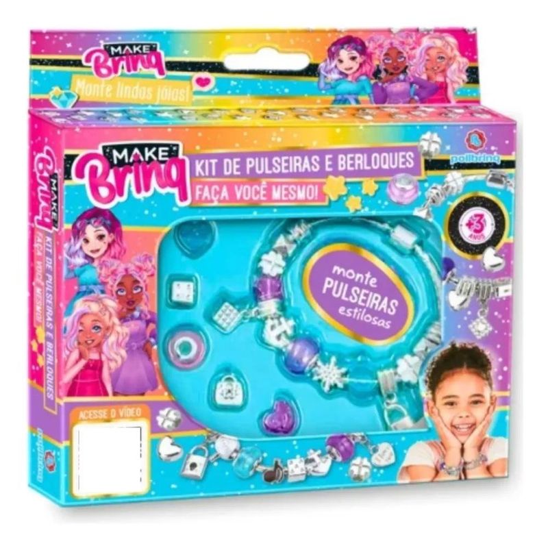 kit de pulseira e berloques polibrinq colorido (mp)