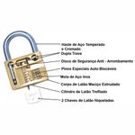 cadeado de latão maciço com haste curta papaiz cr 35mm