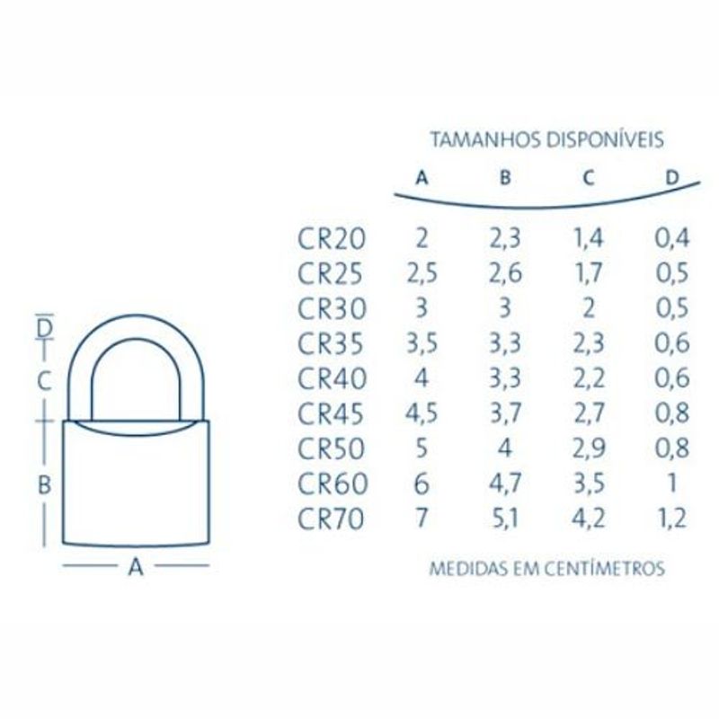cadeado de latão maciço com haste curta papaiz cr 35mm