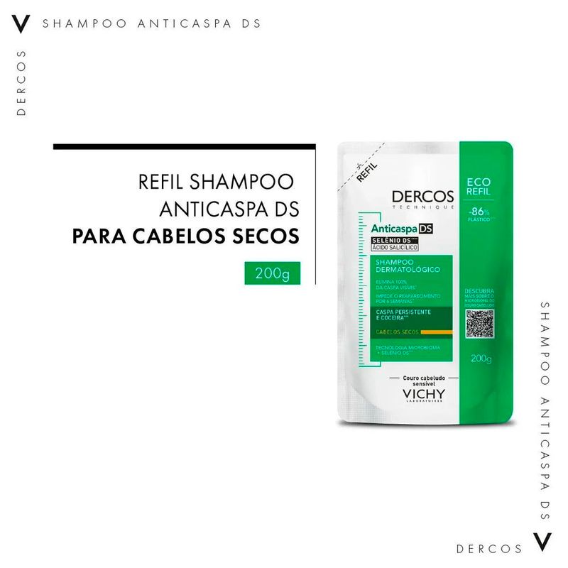 refil shampoo anticaspa vichy dercos cabelos secos 200g