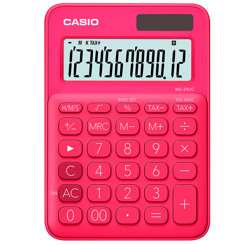calculadora casio vermelha ms-20uc-rd-w-dc