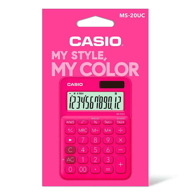 calculadora casio vermelha ms-20uc-rd-w-dc