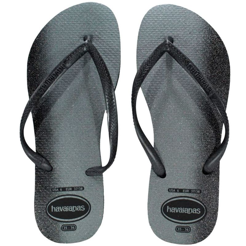 sandália havaianas slim gloss preto e prata 35/36 (mp)