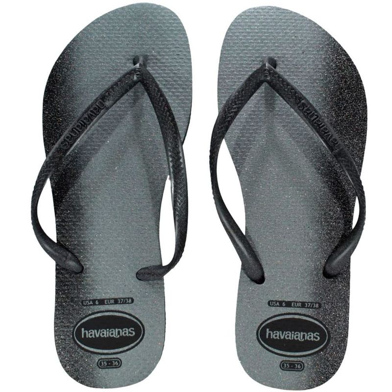 sandália havaianas slim gloss preto e prata 37/38 (mp)