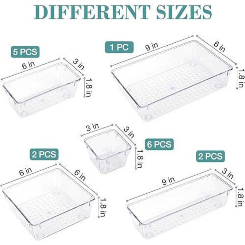 conjunto de organizadores de gaveta 16 peças stormiracle transparente a-bi