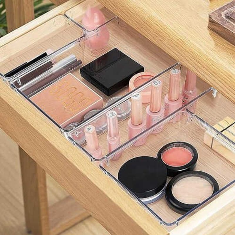 conjunto de organizadores de gaveta 16 peças stormiracle transparente a-bi