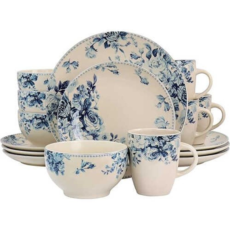 conjunto de jantar 16 peças elama azul/branco a-bi