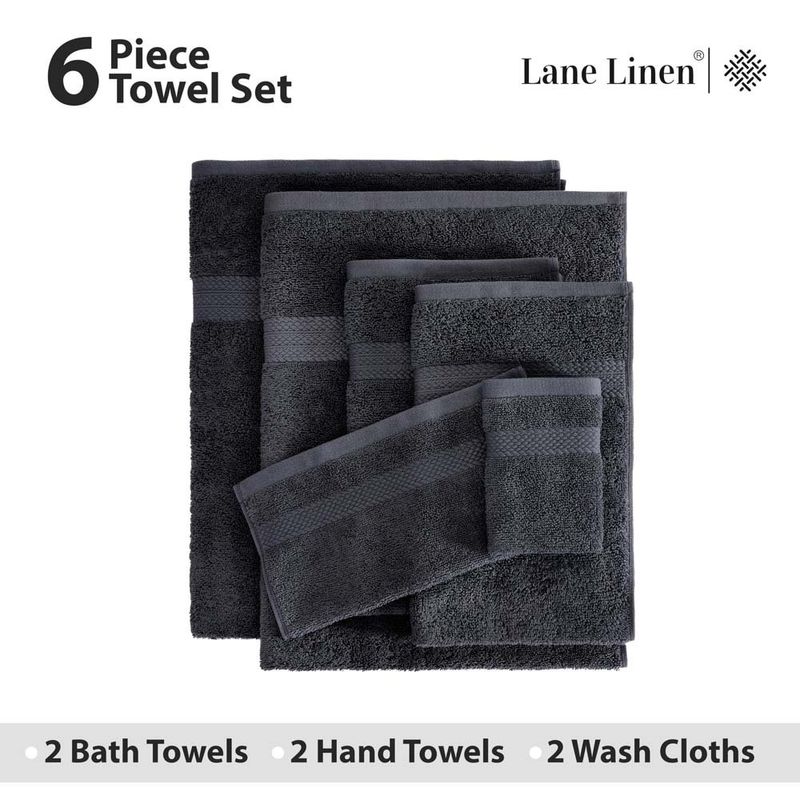 conjunto toalhas de banho 6 peças lane linen preto a-bi