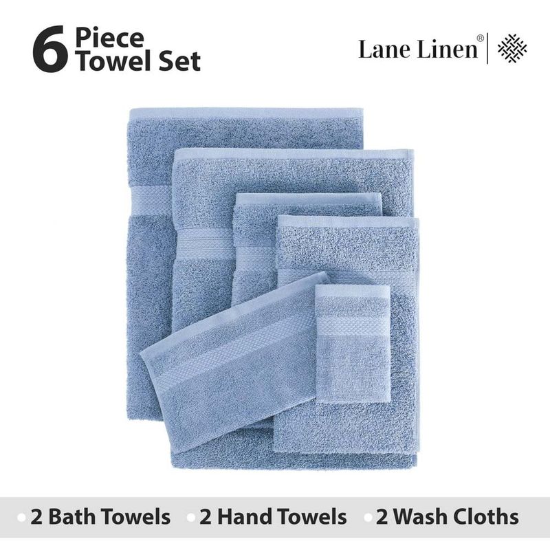 conjunto toalhas de banho 6 peças lane linen azul a-bi
