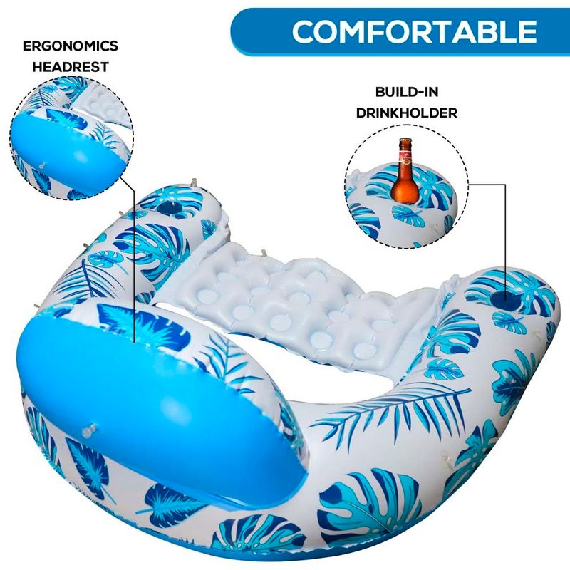 cadeira inflável de piscina mortime com suporte de copo azul a-bi