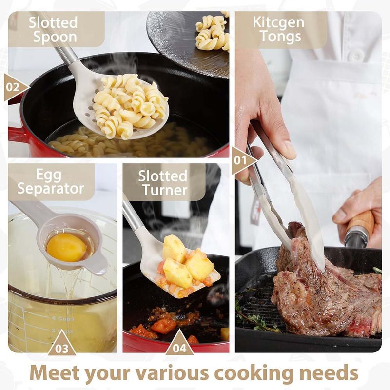 conjunto 28 peças utensílios de cozinha ncue silicone bege a-bi