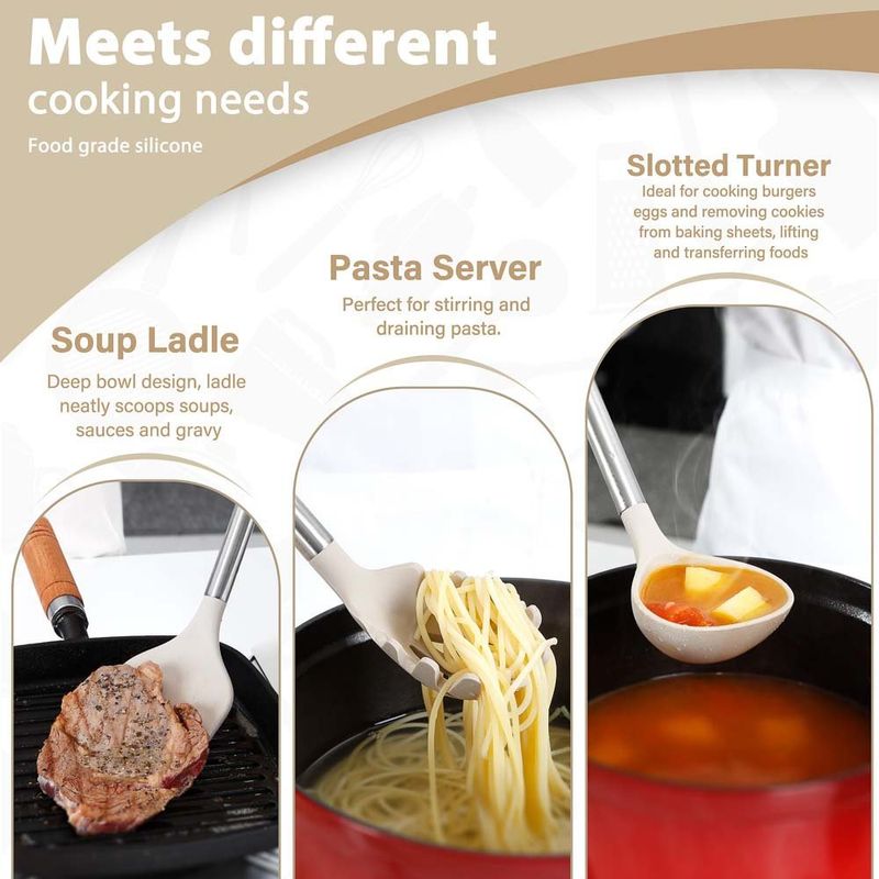 conjunto 28 peças utensílios de cozinha ncue silicone bege a-bi