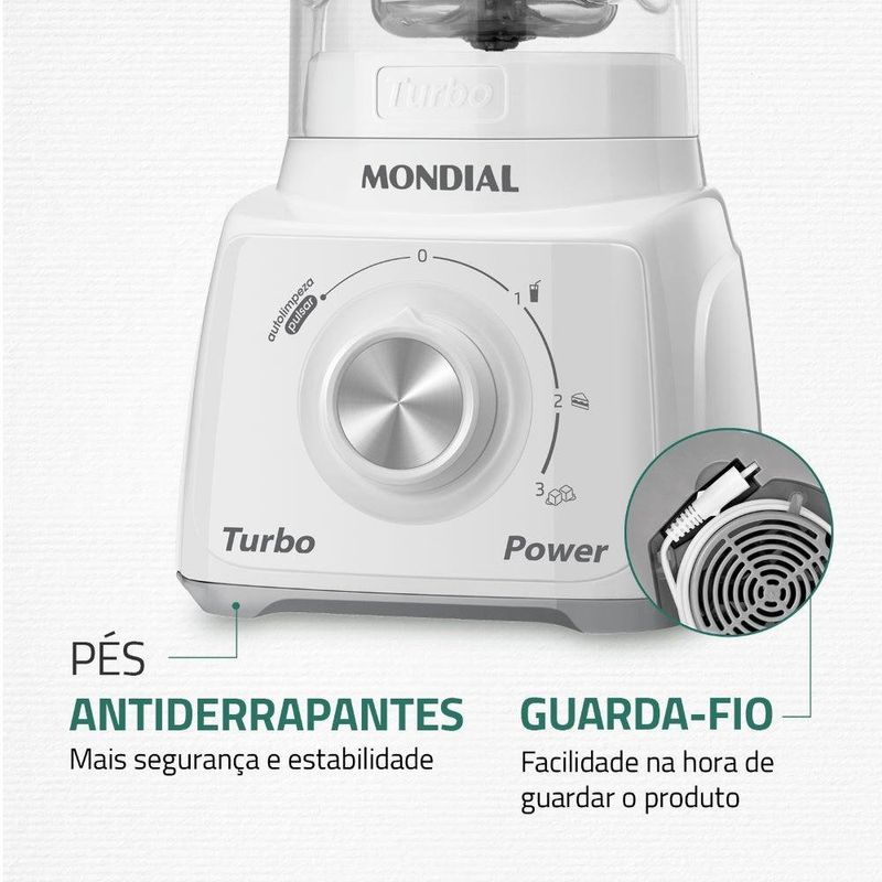 liquidificador mondial turbo power 127v l-99 wg branco e cinza (mp)
