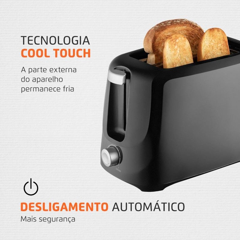 torradeira mondial pratic 127v t-18 preto (mp)