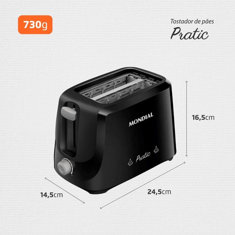 torradeira mondial pratic 127v t-18 preto (mp)