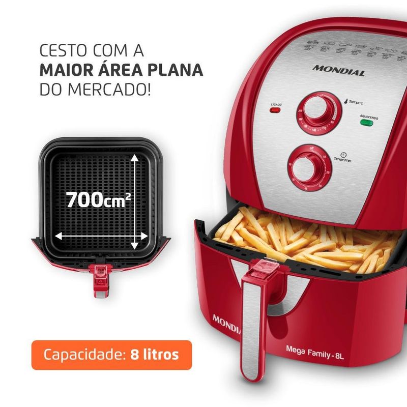 fritadeira elétrica air fryer 8l mondial 127v afn-80-ri vermelha (mp)