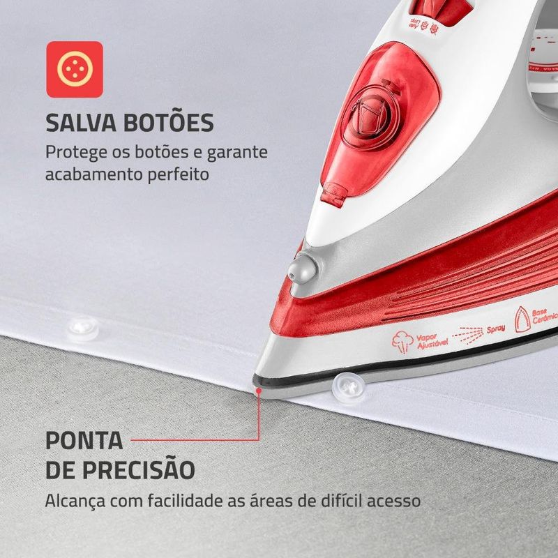 ferro de passar a vapor mondial 60hz 127v fvn-01-o laranja e branco (mp)