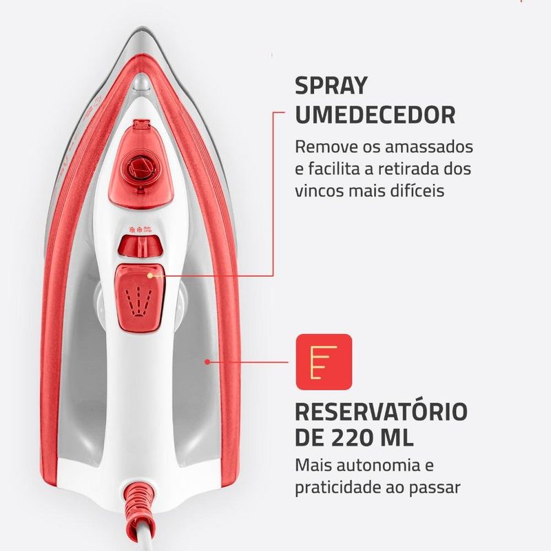 ferro de passar a vapor mondial 60hz 127v fvn-01-o laranja e branco (mp)