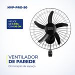 ventilador de parede turbo mondial com 5 pás 127v nvp-pro-50 preto (mp)