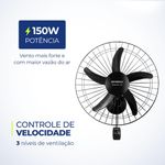 ventilador de parede turbo mondial com 5 pás 127v nvp-pro-50 preto (mp)
