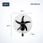 ventilador de parede turbo mondial com 5 pás 127v nvp-pro-50 preto (mp)