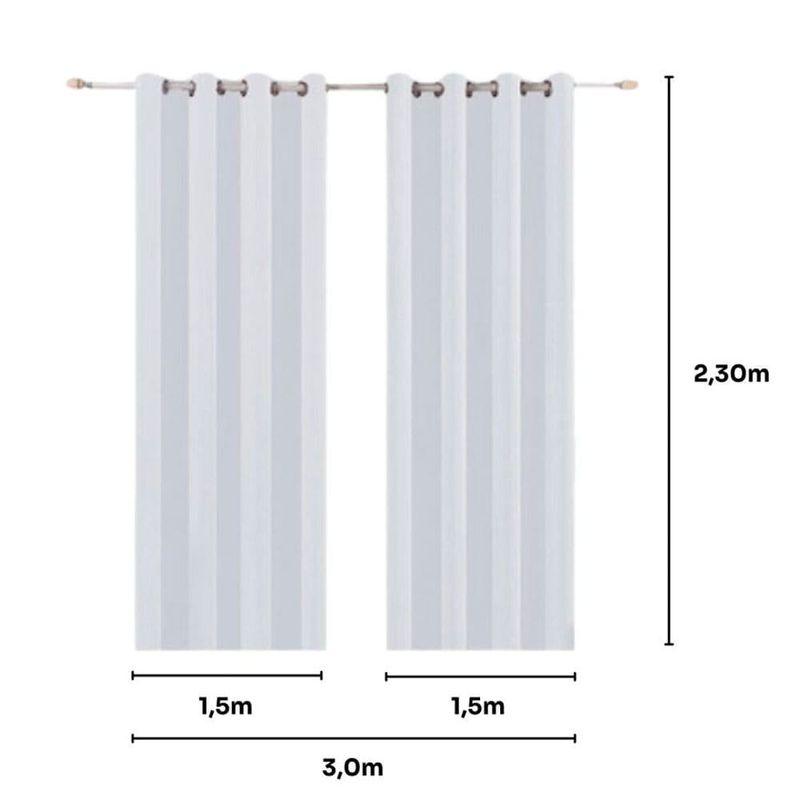 cortina bella & co corta luz blend 300x230cm cinza (mp)