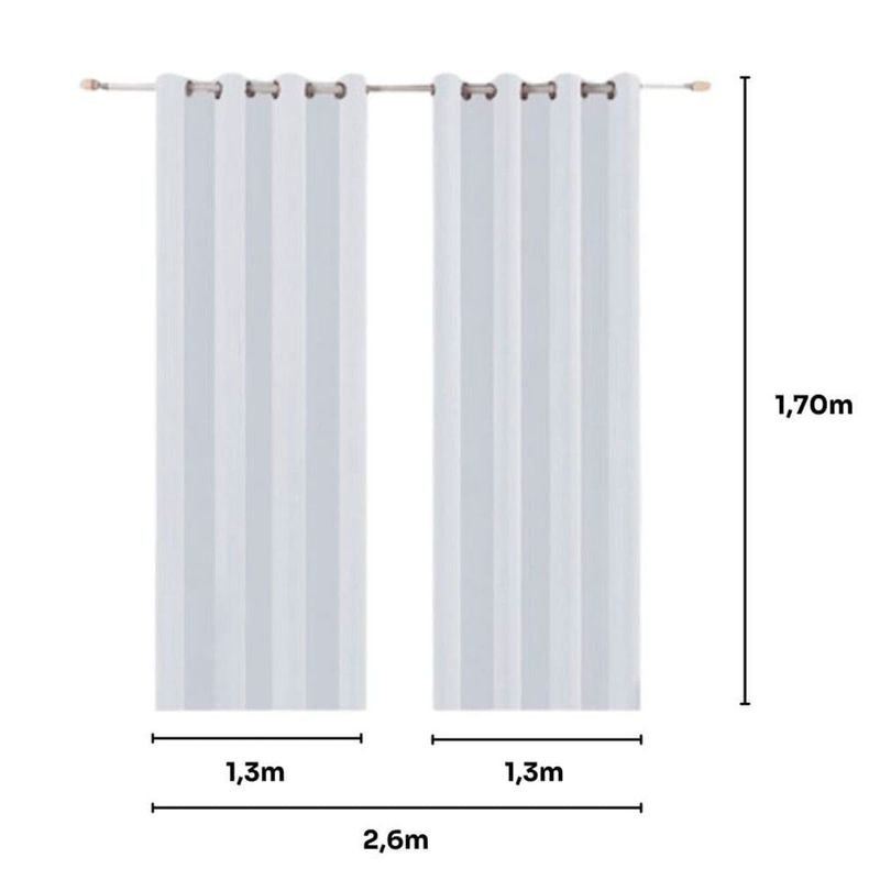 cortina bella & co pratika lisa slim 260x170cm branco (mp)