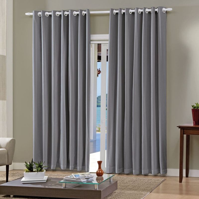 cortina bella & co pratika lisa slim 260x230cm cinza escuro (mp)