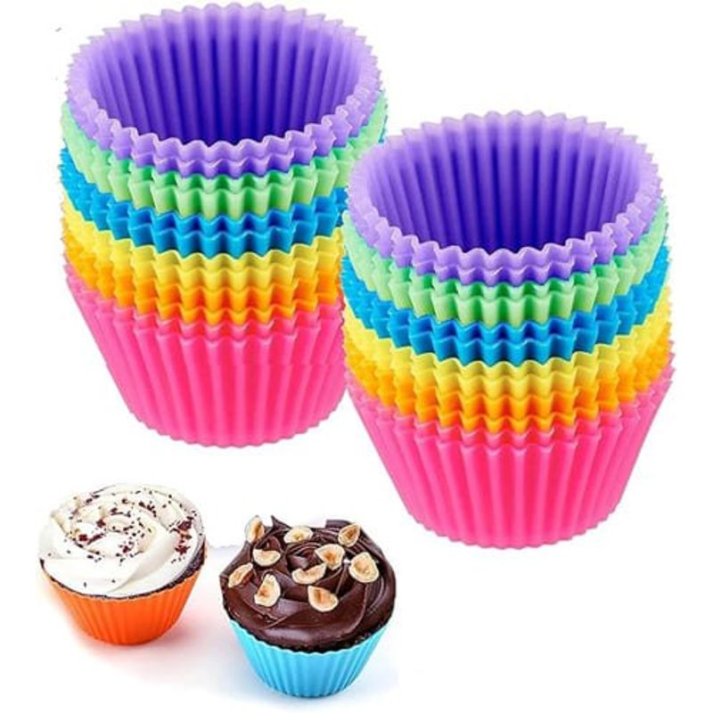 forma de silicone para cupcake 24 peças jewoster sortidas a-bi