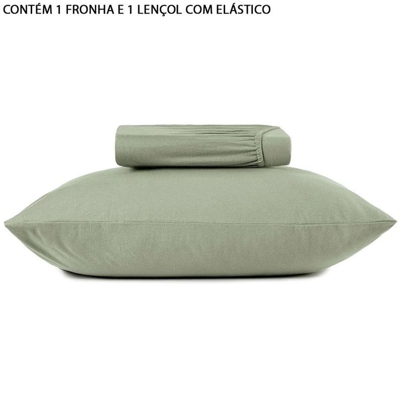 jogo de cama solteiro altenburg em malha 2 peças simples verde (mp)