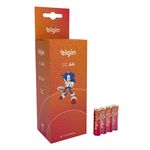 pilha zinco elgin carvão aa-tubo com 40 pilhas shrincadas de 4 em 4 r06p (mp)