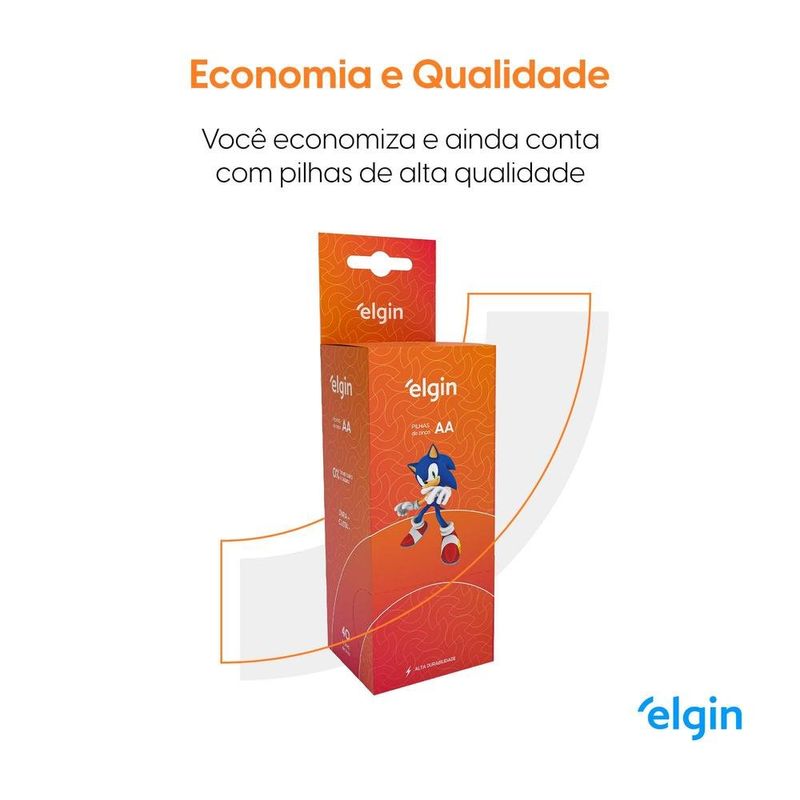 pilha zinco elgin carvão aa-tubo com 40 pilhas shrincadas de 4 em 4 r06p (mp)