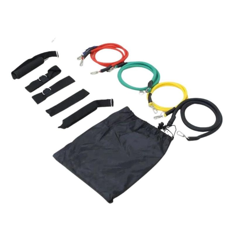 conjunto de elásticos para treino de pernas imporiente com 2 tiras 4 elásticos e 1 bolsa (mp)