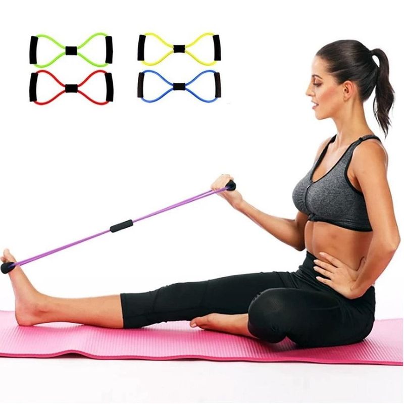 conjunto de elásticos para treino de pernas imporiente com 2 tiras 4 elásticos e 1 bolsa (mp)