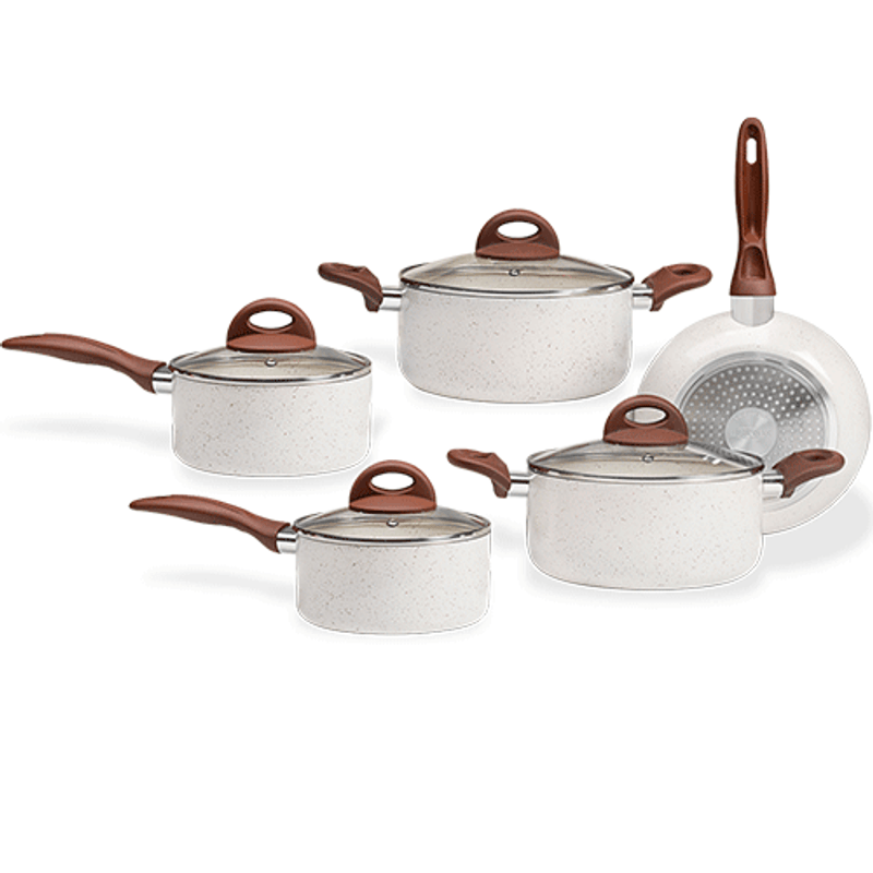N organic Basic 4点セット Jogo de Panelas 5 Peças Brinox Ceramic Life Vanilla